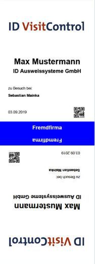Ausdruck eines Ausweises mit dem Vermerk "Fremdfirma" für einen Tag