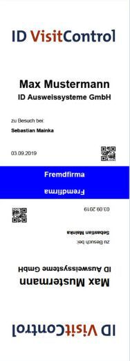  Ausdruck eines Ausweises mit dem Vermerk &quot;Fremdfirma&quot; für einen Tag